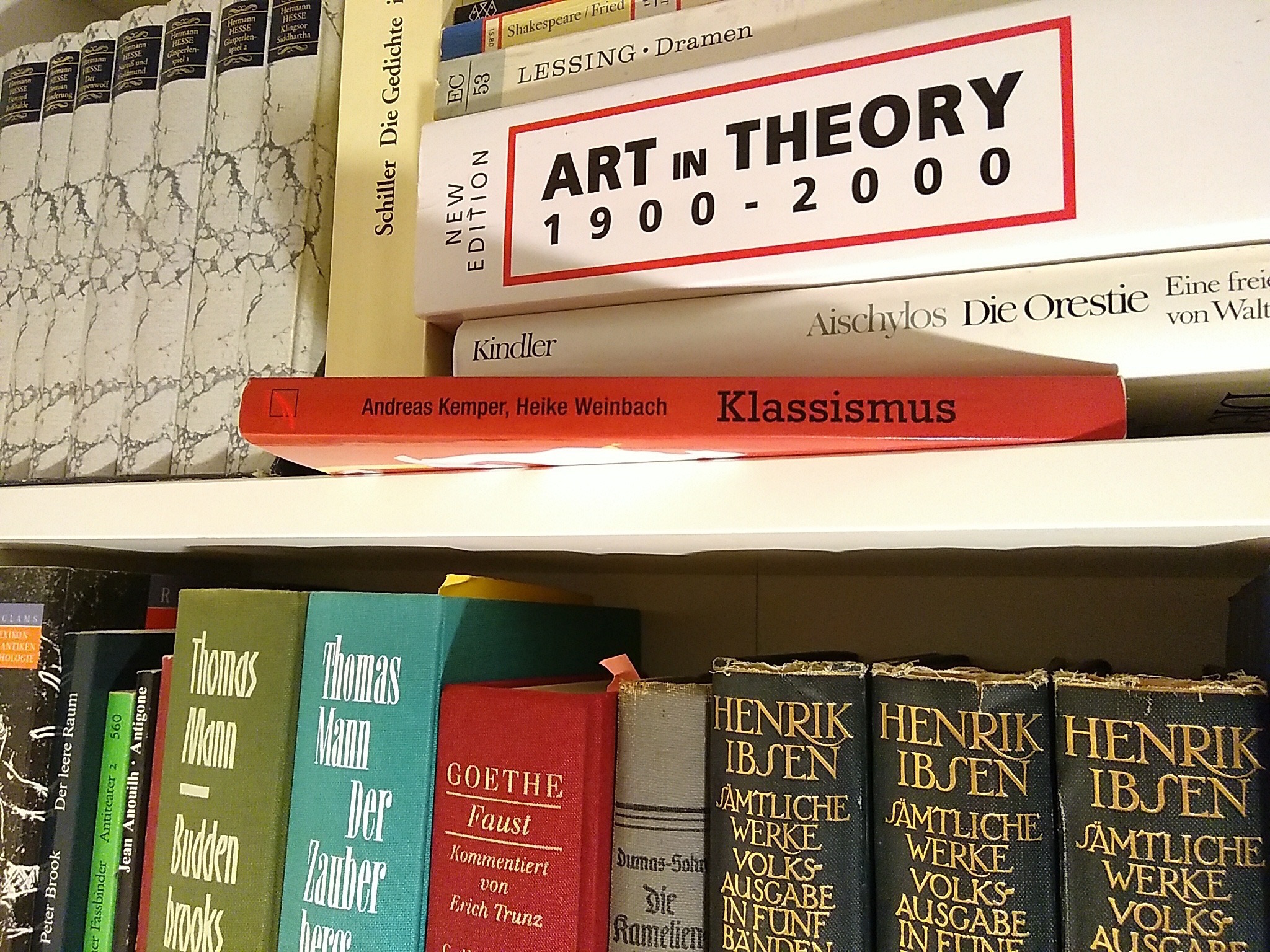 Welches Wissen wird anerkannt? Ein Buch über Klassismus im Bücherregal zwischen Klassikern (Goethe, Schiller, Kunsttheorie)