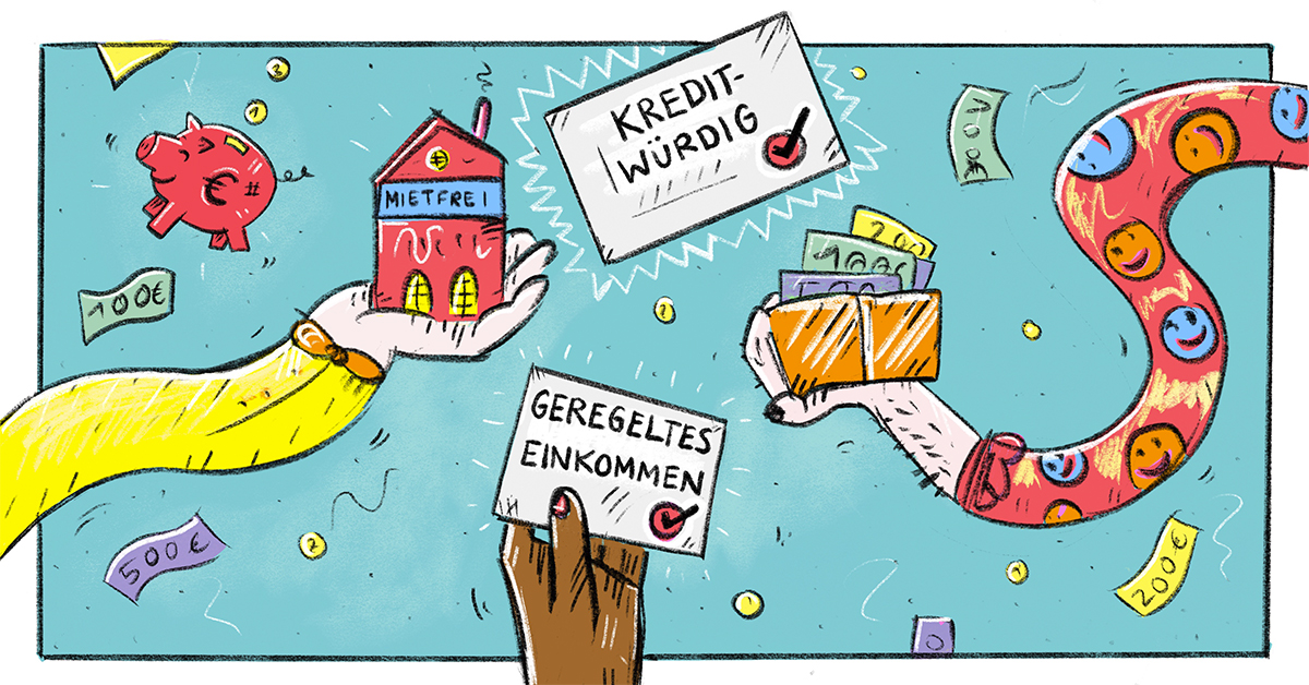 Ökonomisches Kapital Symbole für ökonomisches Kapital wie Geld, Wohnungseigentum, Kreditwürdigkeit